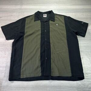 House Of Blues Shirt Mens 2XL Black Colorblock Anaheim Martini Button Front